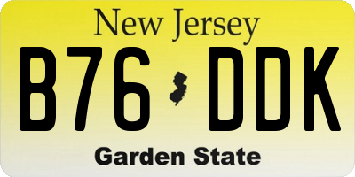 NJ license plate B76DDK