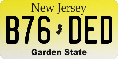 NJ license plate B76DED