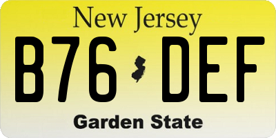 NJ license plate B76DEF
