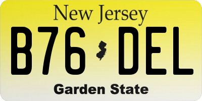 NJ license plate B76DEL