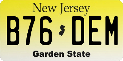 NJ license plate B76DEM