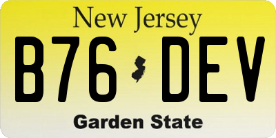 NJ license plate B76DEV