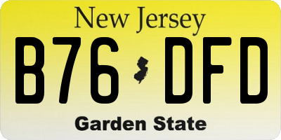 NJ license plate B76DFD