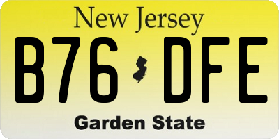 NJ license plate B76DFE