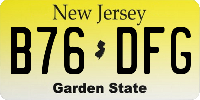 NJ license plate B76DFG