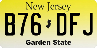 NJ license plate B76DFJ