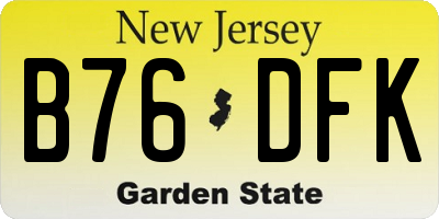 NJ license plate B76DFK