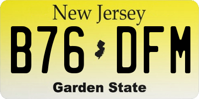 NJ license plate B76DFM