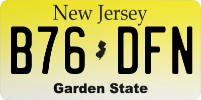 NJ license plate B76DFN