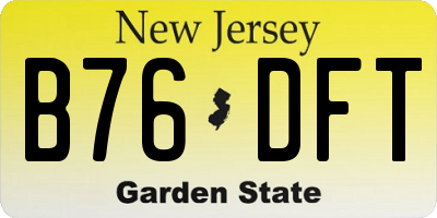 NJ license plate B76DFT