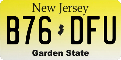 NJ license plate B76DFU