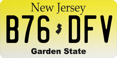 NJ license plate B76DFV