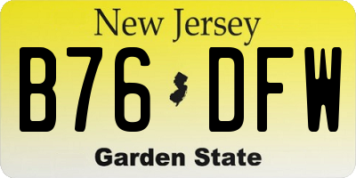 NJ license plate B76DFW