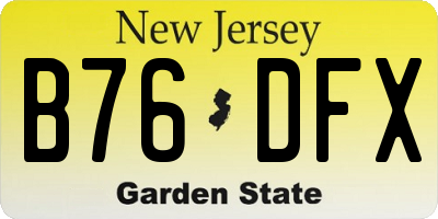NJ license plate B76DFX