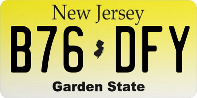 NJ license plate B76DFY