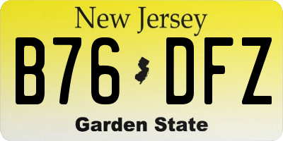 NJ license plate B76DFZ