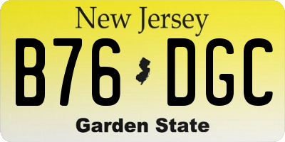 NJ license plate B76DGC