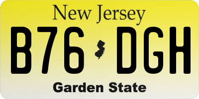 NJ license plate B76DGH