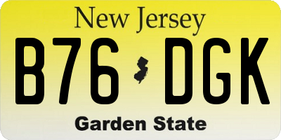 NJ license plate B76DGK