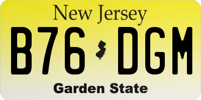 NJ license plate B76DGM