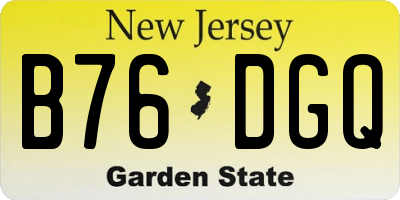 NJ license plate B76DGQ
