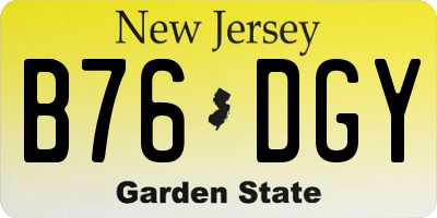 NJ license plate B76DGY