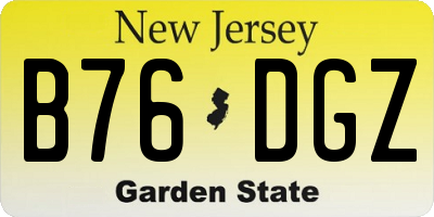 NJ license plate B76DGZ
