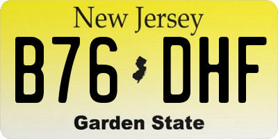 NJ license plate B76DHF