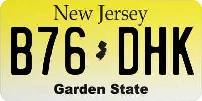 NJ license plate B76DHK