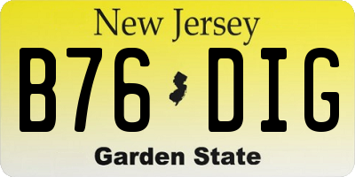 NJ license plate B76DIG