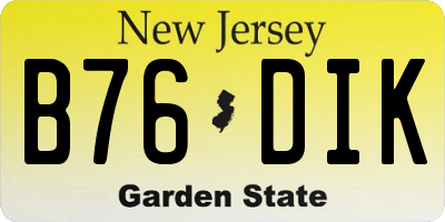 NJ license plate B76DIK