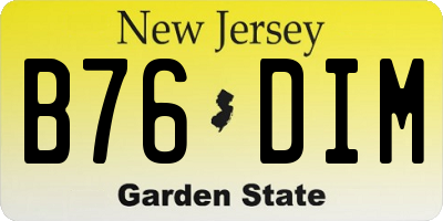 NJ license plate B76DIM
