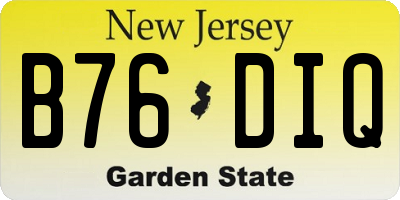 NJ license plate B76DIQ
