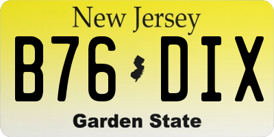 NJ license plate B76DIX