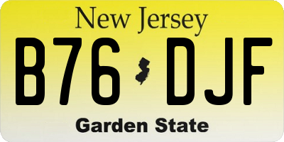 NJ license plate B76DJF