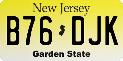 NJ license plate B76DJK