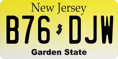 NJ license plate B76DJW