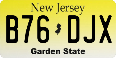 NJ license plate B76DJX