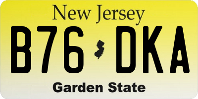 NJ license plate B76DKA