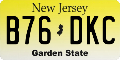 NJ license plate B76DKC