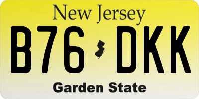 NJ license plate B76DKK