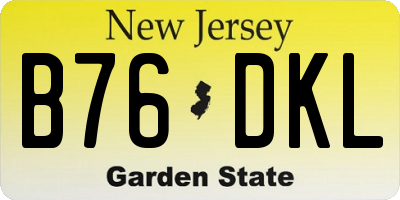NJ license plate B76DKL