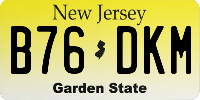 NJ license plate B76DKM
