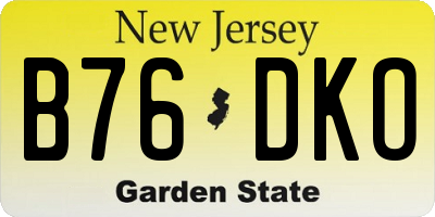 NJ license plate B76DKO