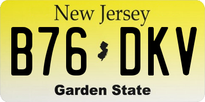 NJ license plate B76DKV