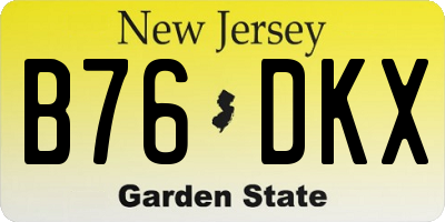 NJ license plate B76DKX