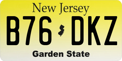 NJ license plate B76DKZ