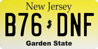 NJ license plate B76DNF