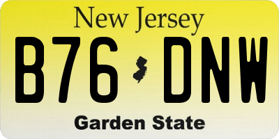 NJ license plate B76DNW