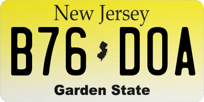 NJ license plate B76DOA